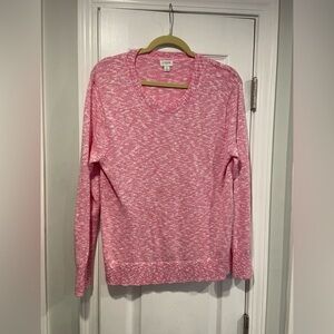 J. Crew Size S Pink Cotton Blend Crew Neck Long Sleeve Pullover Beach Sweater